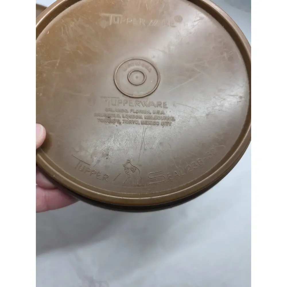 Vintage Tupperware Brown Coffee & Tea Container Set with Brown Lids